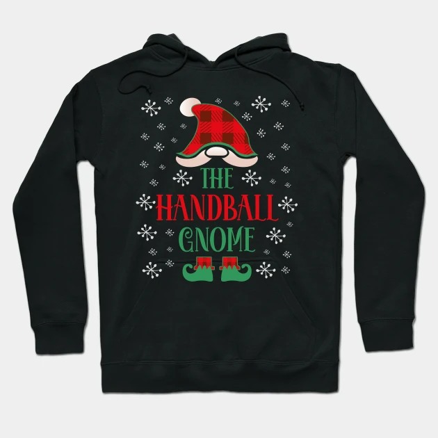 Handball Gnome Buffalo Plaid Matching Family Christmas Gnome Pajama Hoodie