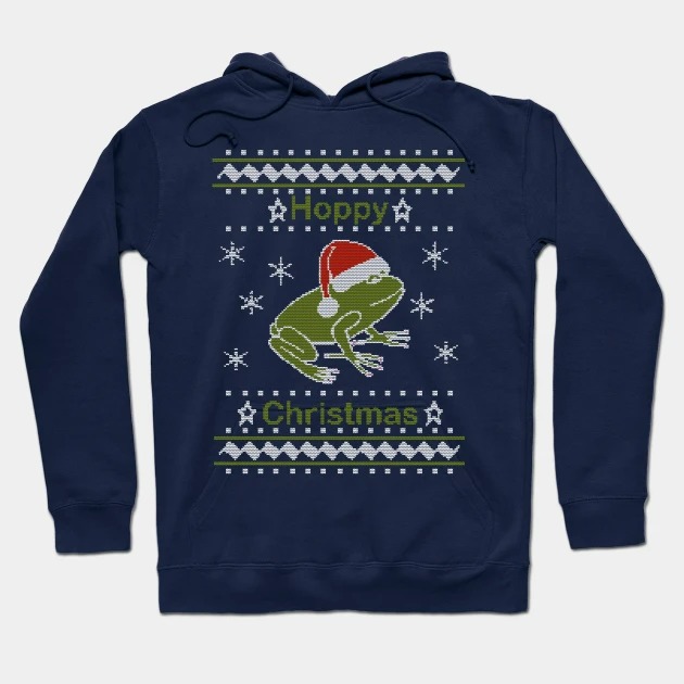 Hoppy Christmas Frog Ugly Hoodie