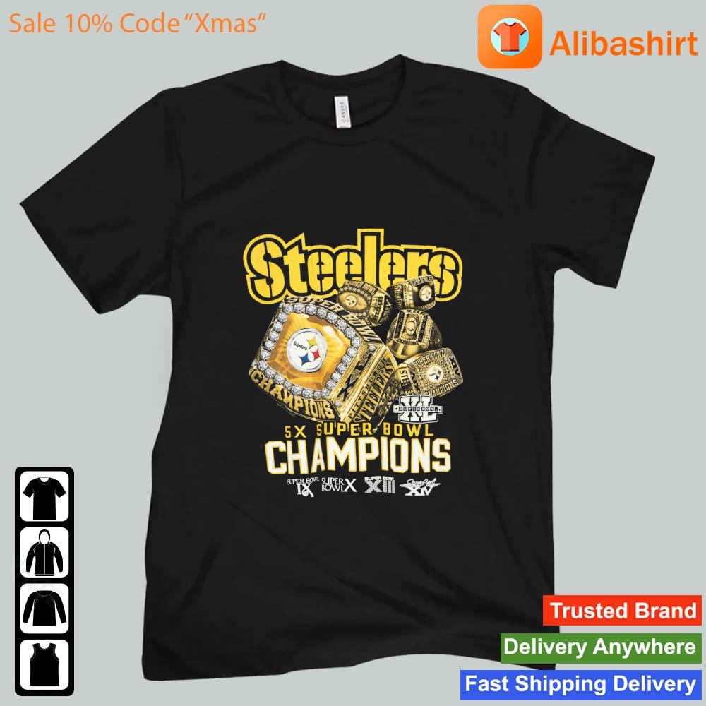 Black NFL Steelers 5x SuperBowl Champions Vintage Shirt