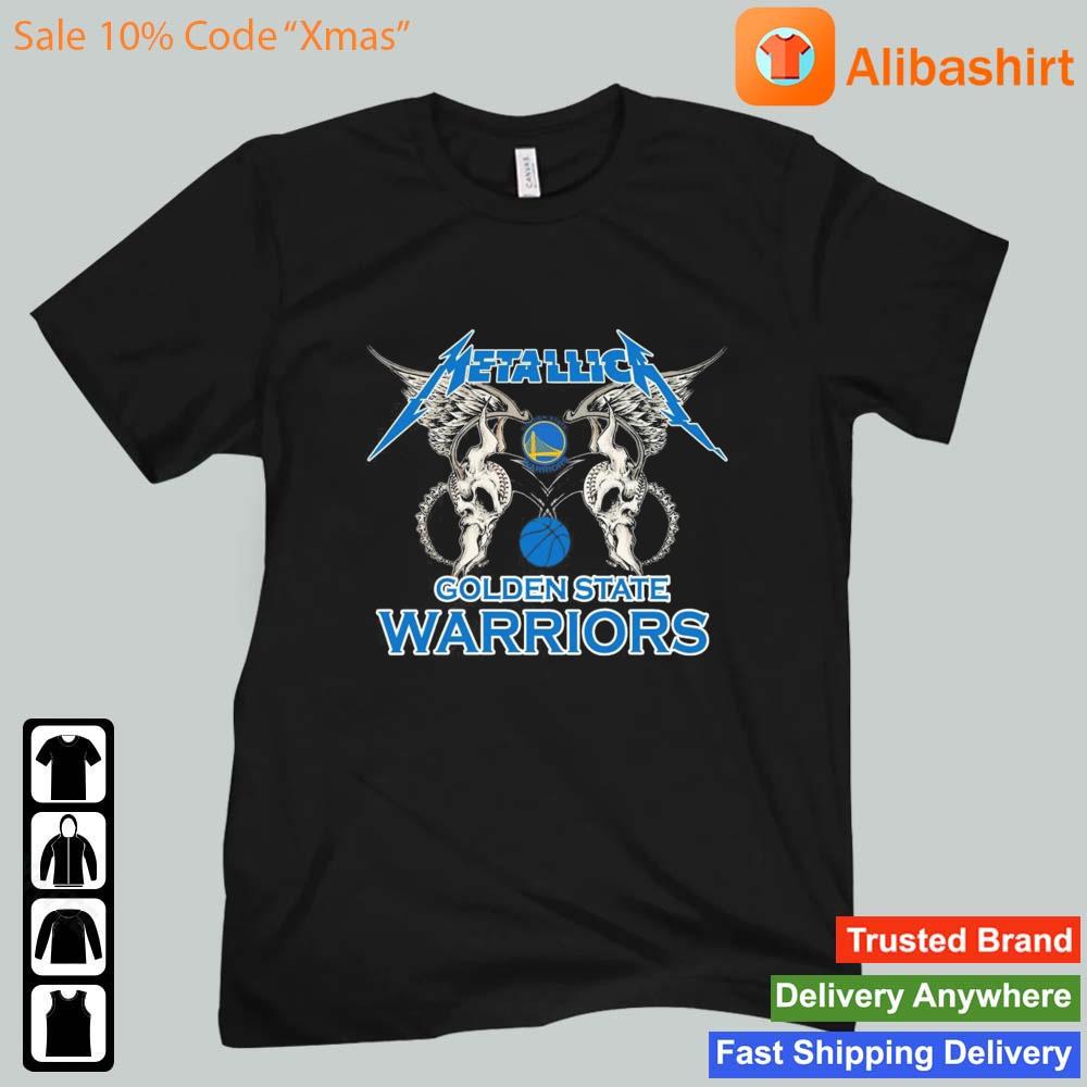 NBA Golden State Warriors Logo Black Metallica Wings Shirt