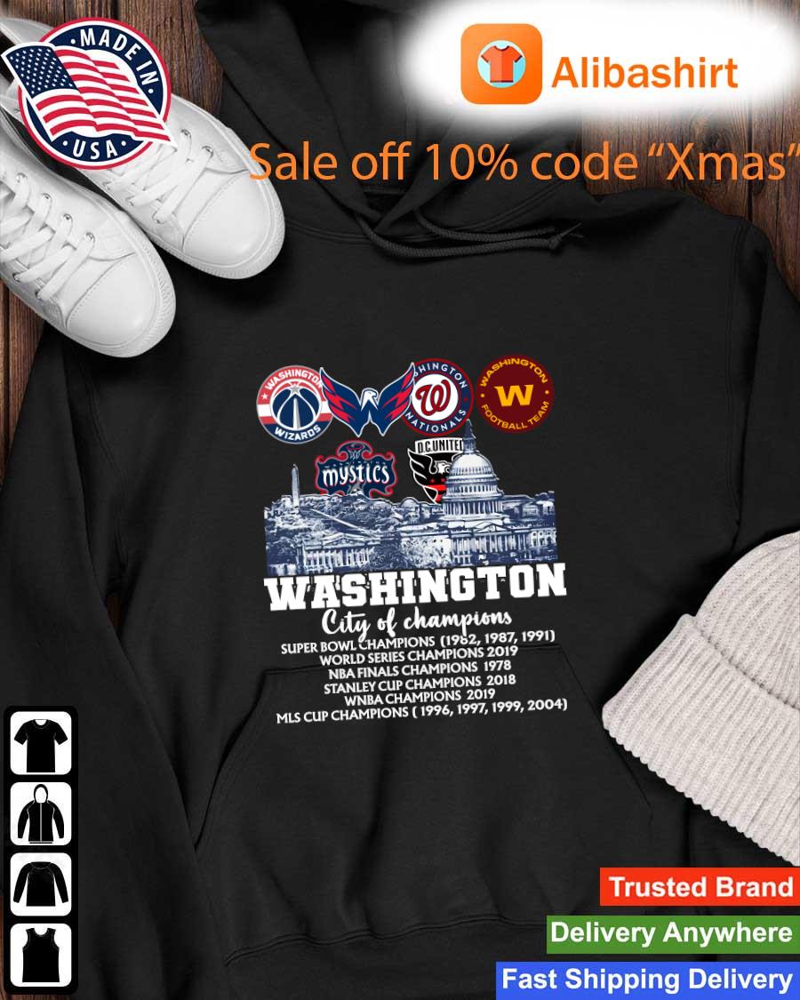 Official Wizards Capitals Nationals Commanders Mystics DC United Washington City of Champions s Hoodie