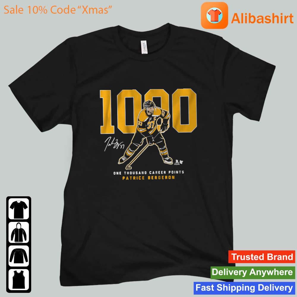 Patrice Bergeron 1,000 Points One Thousand Career Points Signature Shirt