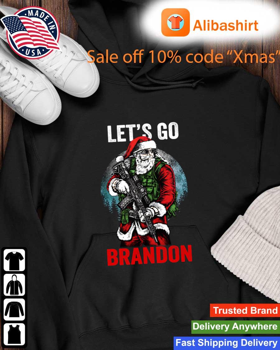 Santa Claus Hug Gun Let's Go Brandon Christmas Sweats Hoodie
