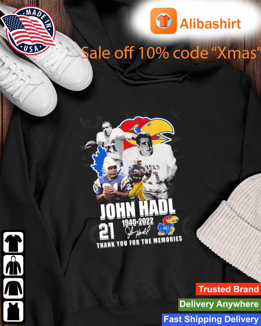 Best kansas Jayhawks John Hadl 1940-2022 Thank You For The Memories Signature s Hoodie