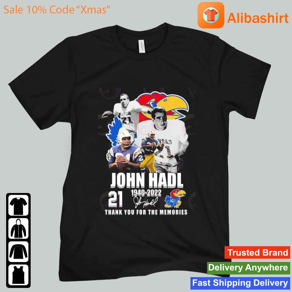 Best kansas Jayhawks John Hadl 1940-2022 Thank You For The Memories Signature s Unisex t-shirt