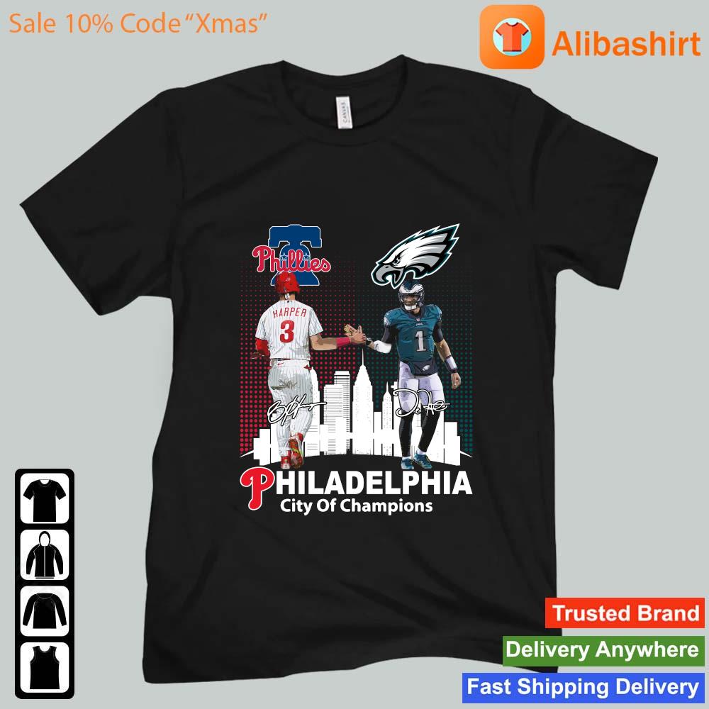 Official philadelphia Phillies City Of Champions Philadelphia Phillies And Philadelphia Eagles Signatures Shirt Unisex t-shirt