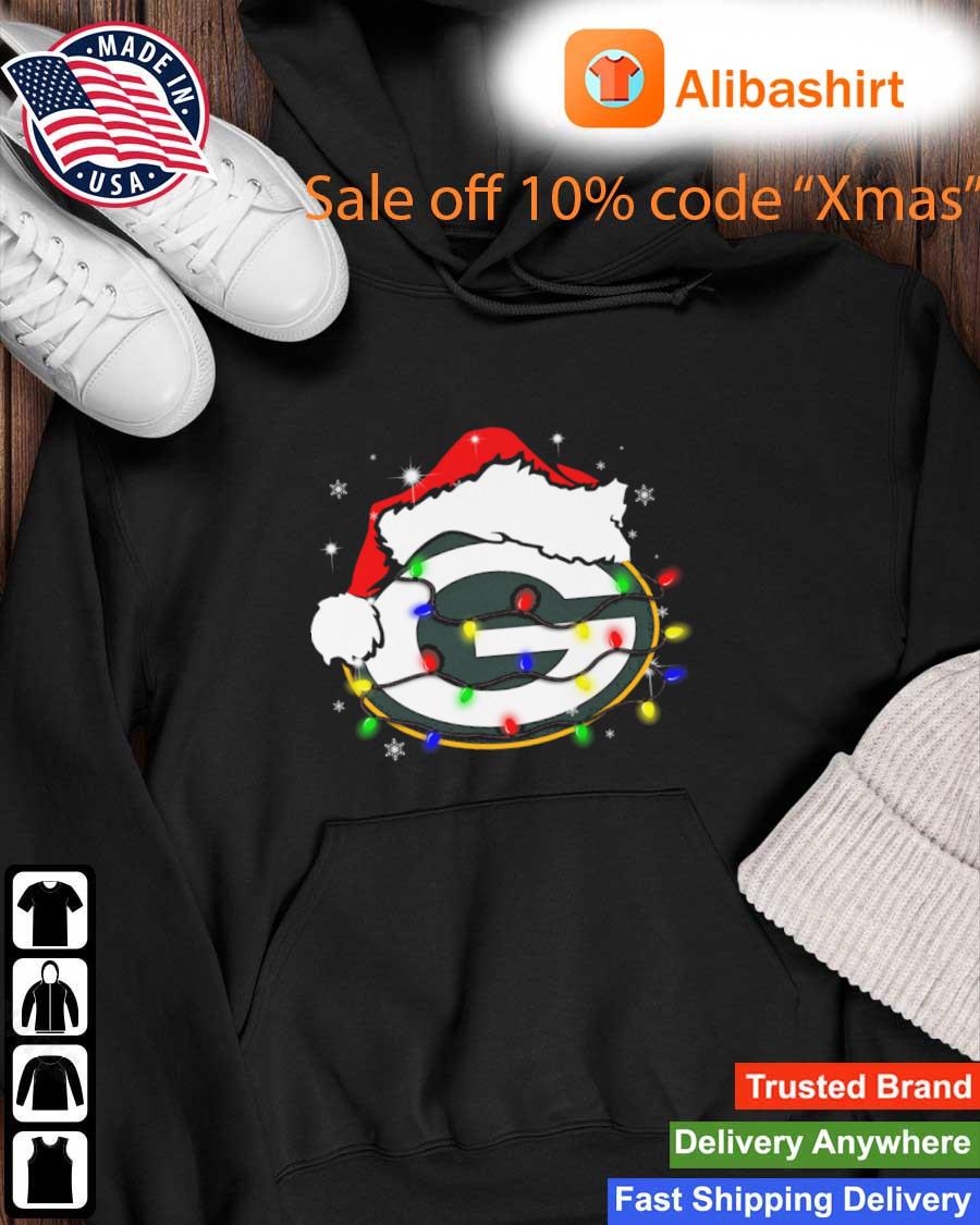 Santa Green Bay Packers Logo Lights Christmas sweats Hoodie