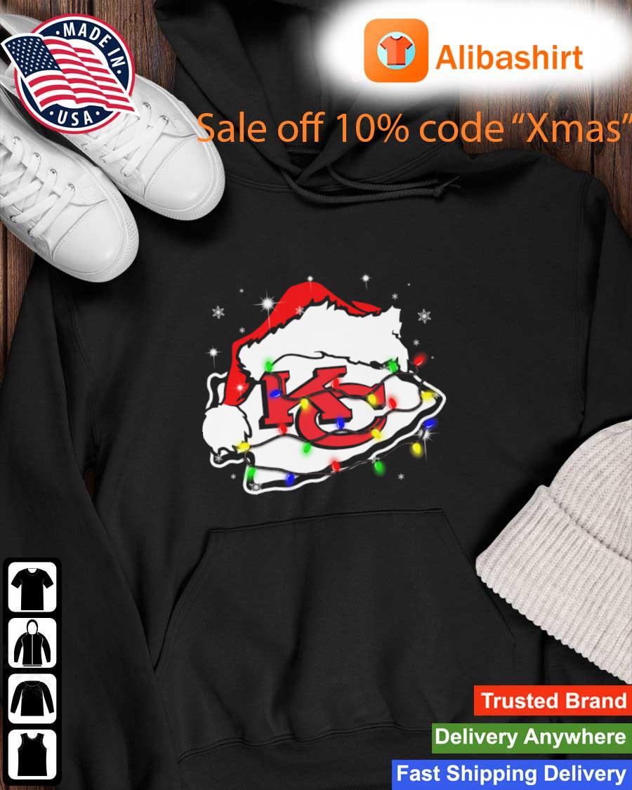 Santa Kansas City Chiefs Logo Lights Christmas sweats Hoodie
