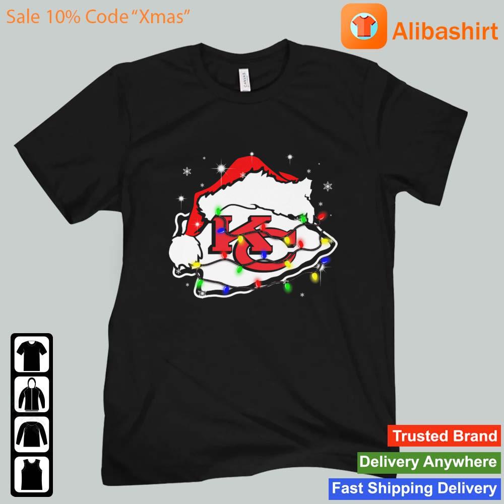 Santa Kansas City Chiefs Logo Lights Christmas sweats Unisex t-shirt