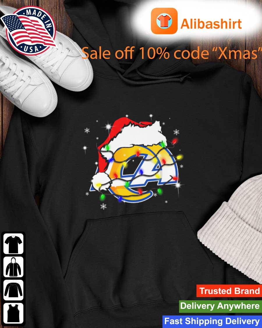 Santa Los Angeles Rams Logo Lights Christmas sweats Hoodie