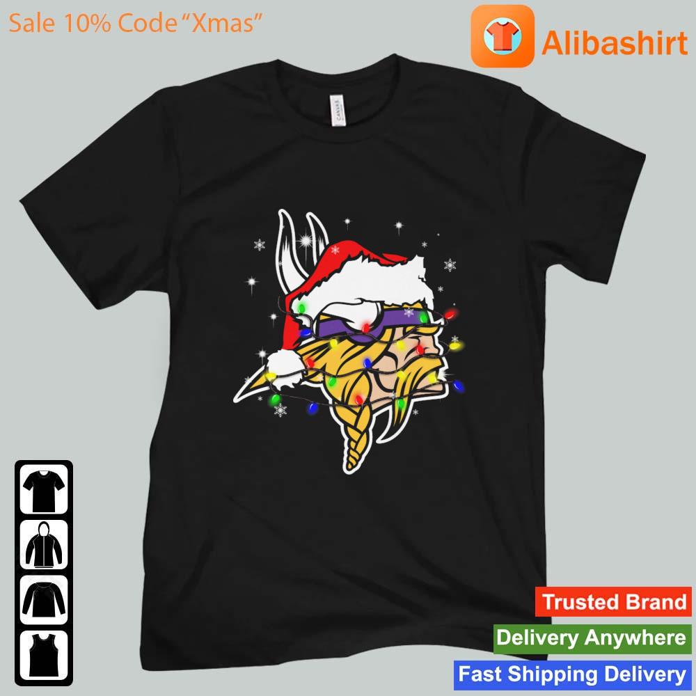 Santa Minnesota Vikings Logo Lights Christmas sweats Unisex t-shirt