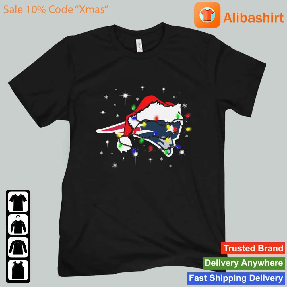 Santa New England Patriots Logo Lights Christmas sweats Unisex t-shirt