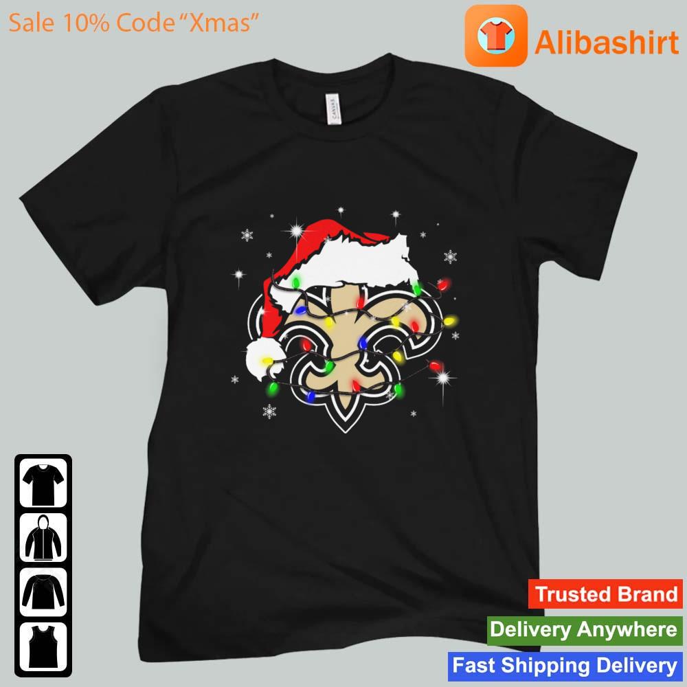 Santa New Orleans Saints Logo Lights Christmas sweats Unisex t-shirt