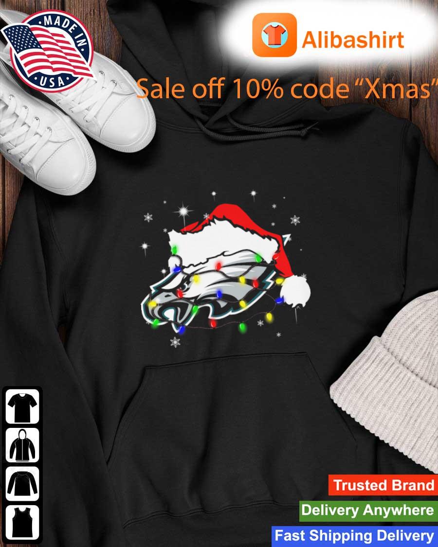 Santa Philadelphia Eagles Logo Lights Christmas sweats Hoodie