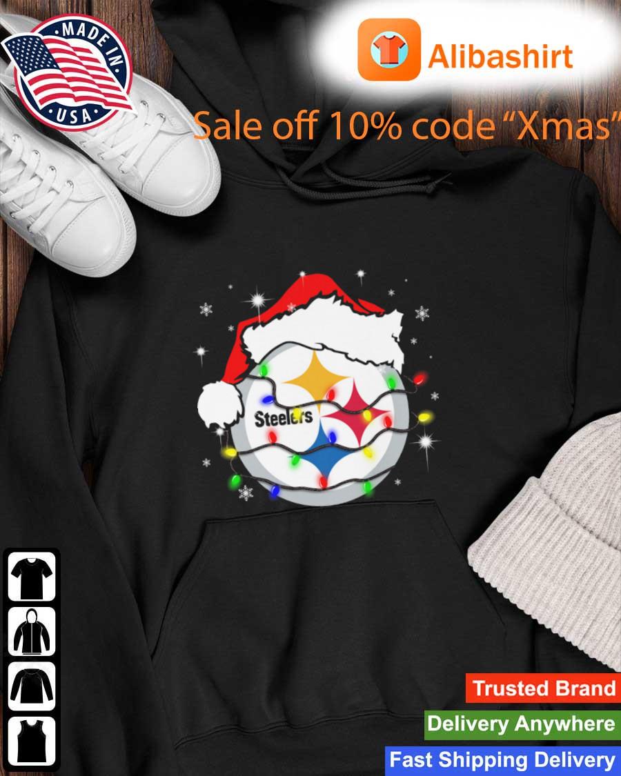 Santa Pittsburgh Steelers Logo Lights Christmas sweats Hoodie