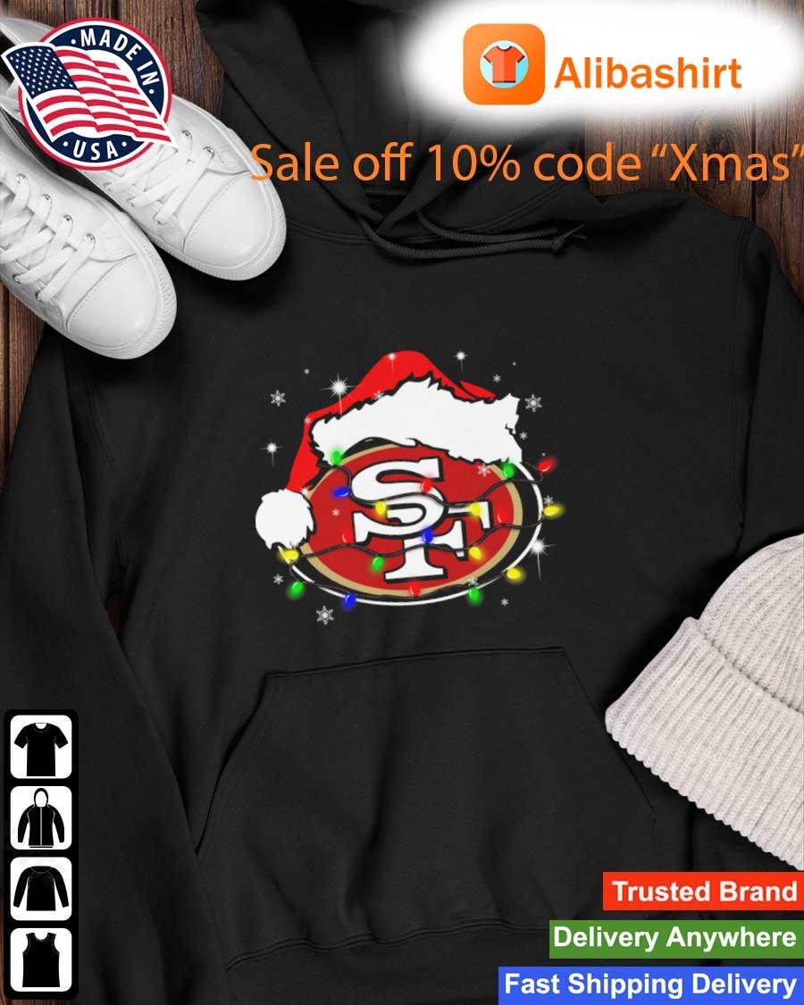 Santa San Francisco 49ers Logo Lights Christmas sweats Hoodie