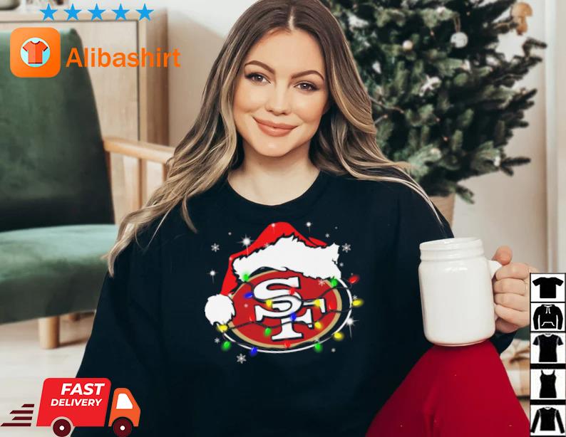 Santa San Francisco 49ers Logo Lights Christmas sweatshirt