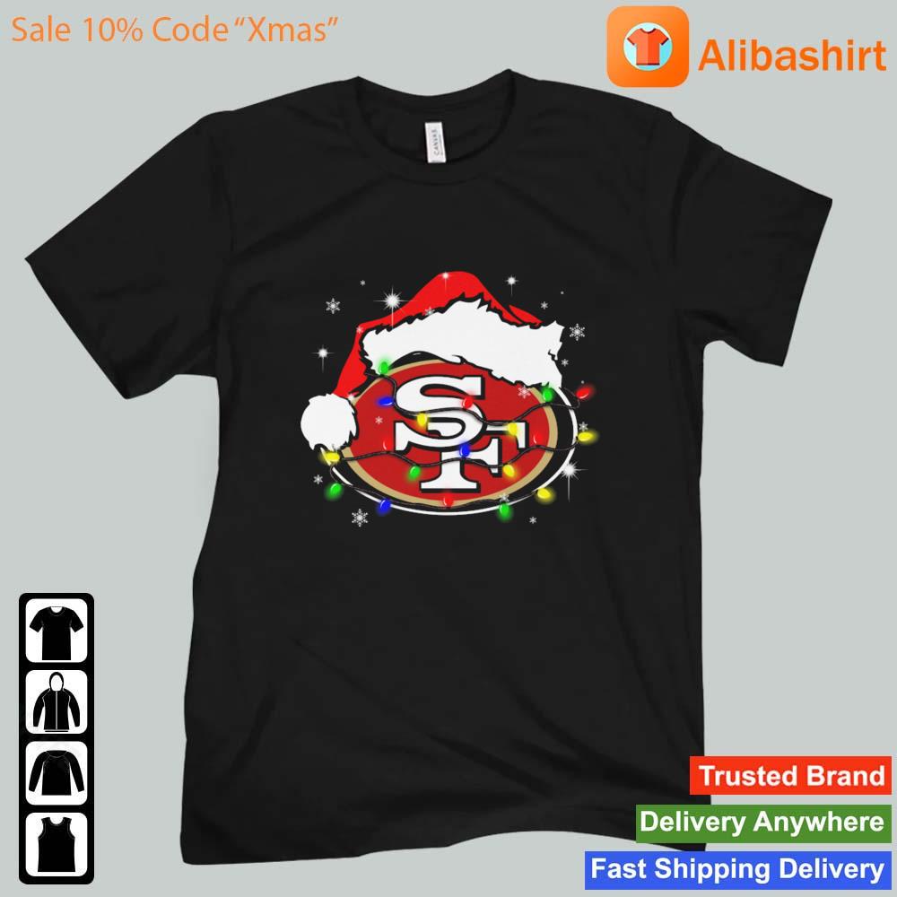 Santa San Francisco 49ers Logo Lights Christmas sweats Unisex t-shirt