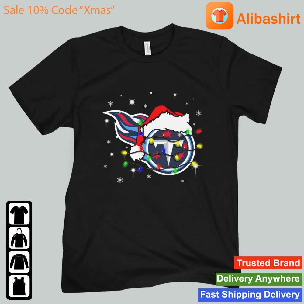 Santa Tennessee Titans Logo Lights Christmas sweats Unisex t-shirt