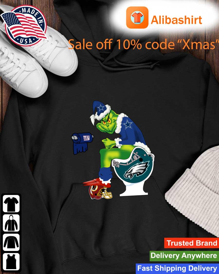 Dallas Cowboys Grinch Santa Toilet Washington Redskins New York Giants  Christmas T-Shirt - TeeNavi