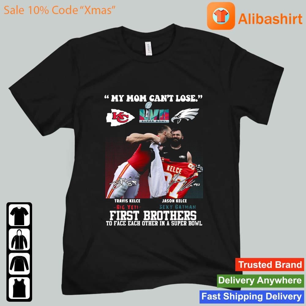 Travis Kelce vs Jason Kelce Brothers my mom can't lose Philadelphia Skyline  signatures shirt, hoodie, sweater, long sleeve and tank top