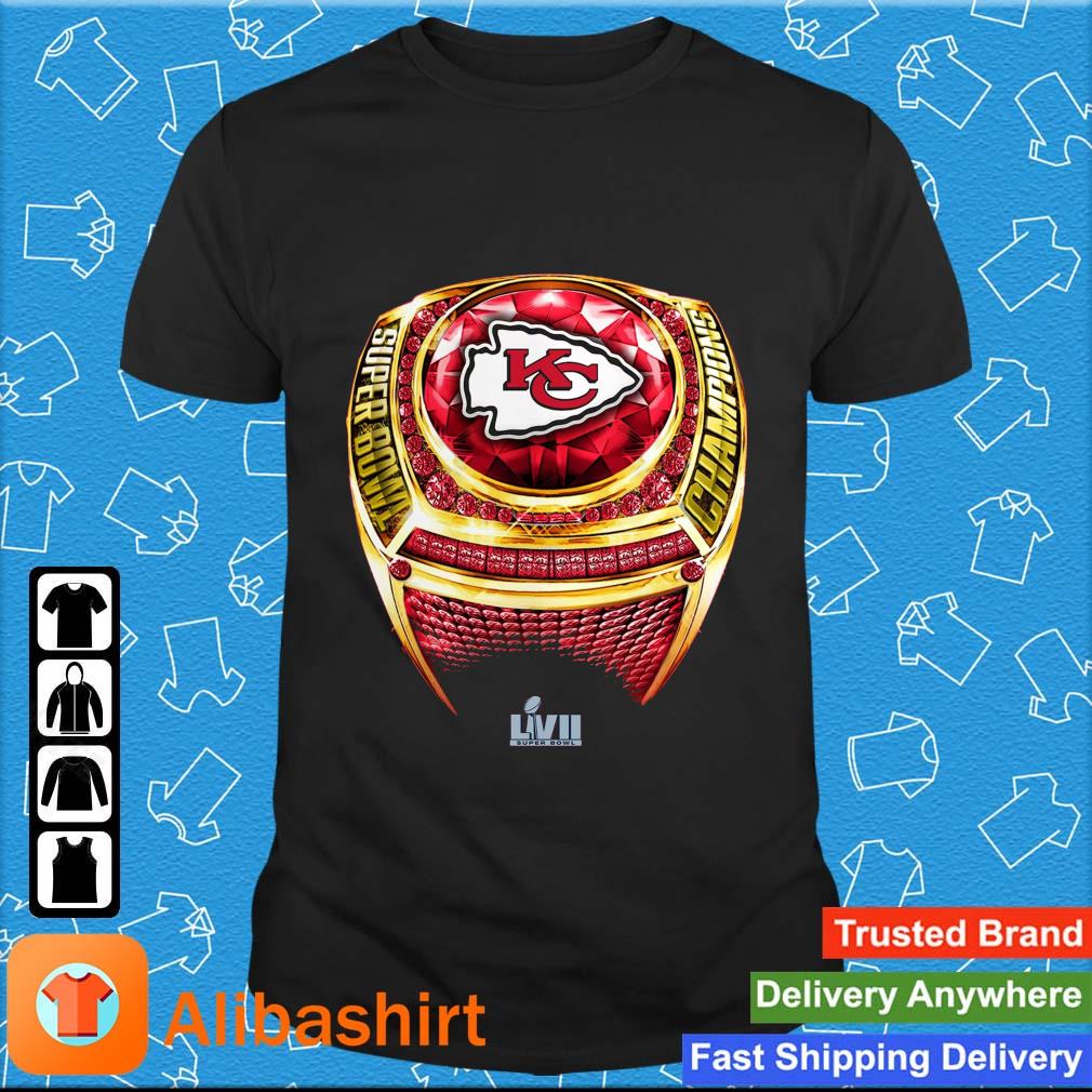 Nfl Pro Line Red Kansas City Chiefs Super Bowl LVII 2023 Champions Ring  Hoodie Shirt - T-shirts Low Price