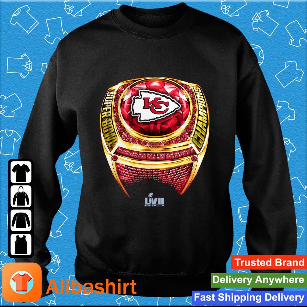 Nfl Pro Line Red Kansas City Chiefs Super Bowl LVII 2023 Champions Ring Hoodie  Shirt - T-shirts Low Price