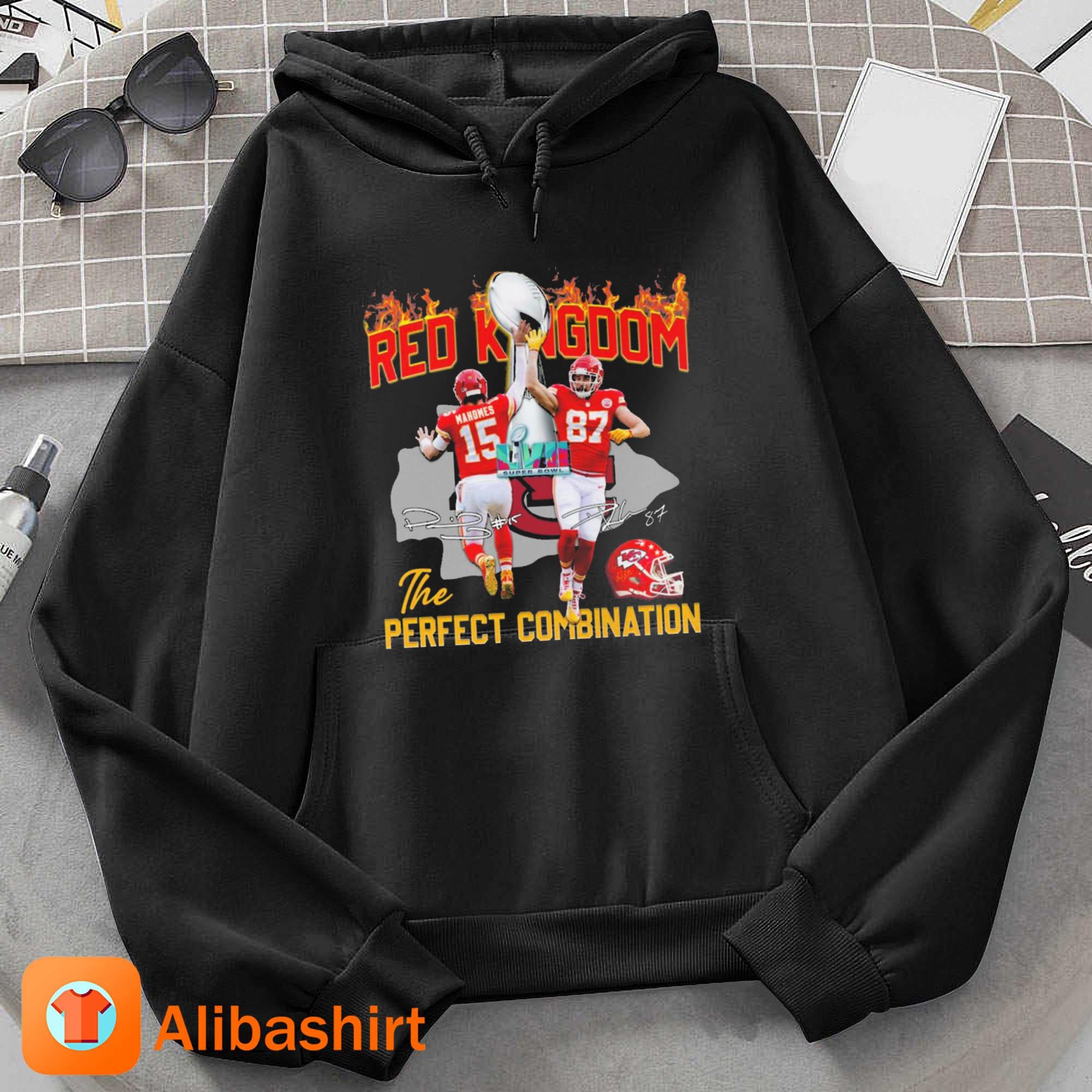 Patrick Mahomes And Travis Kelce Red Kingdom The Perfect Combination Signatures s Hoodie
