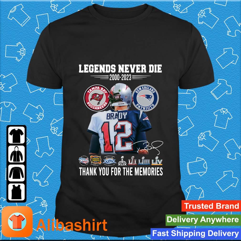 Tom Brady Legends Never Die 2000-2023 Thank You For The Memories Signature T-shirt