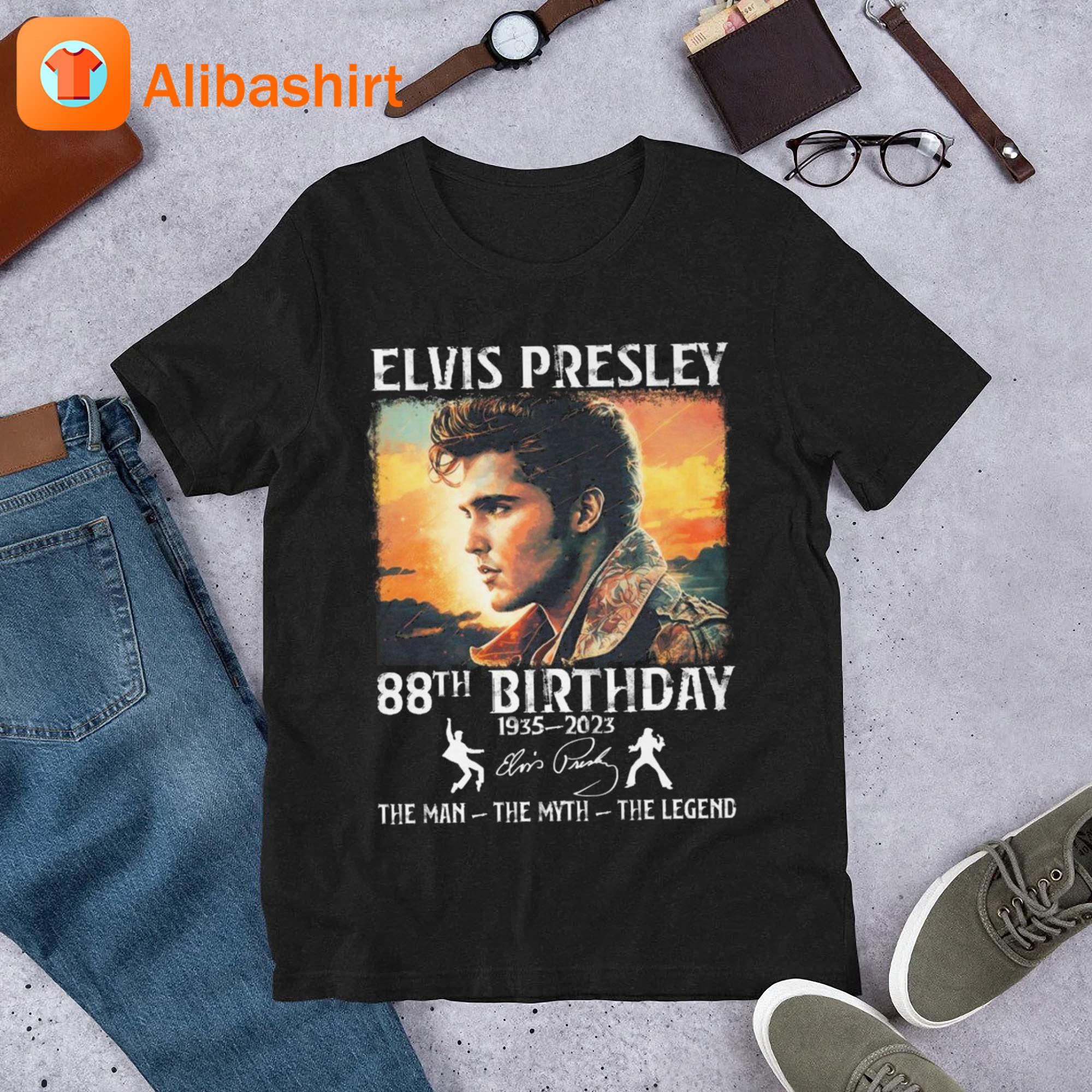 Elvis Presley 88th Birthday 1935 – 2023 The Man The Myth The Legend Signature Sunset Shirt