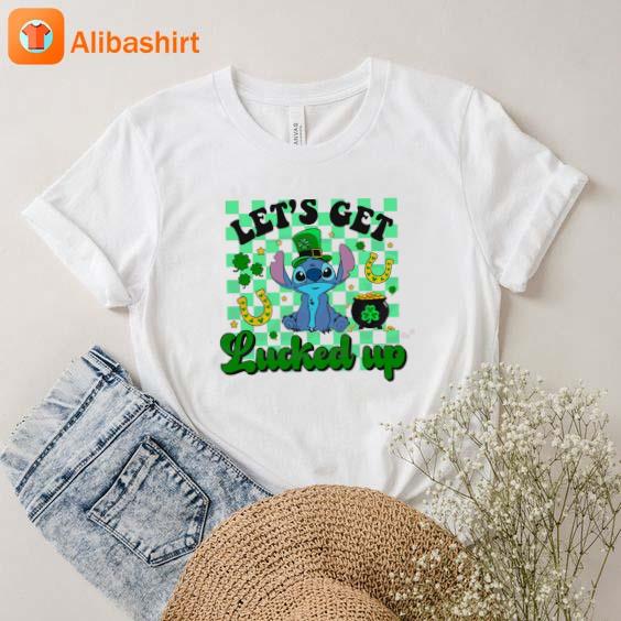 Let's Get Lucked Up Funny Stitch St Patrick Day Svg Cutting 2023 Shirt