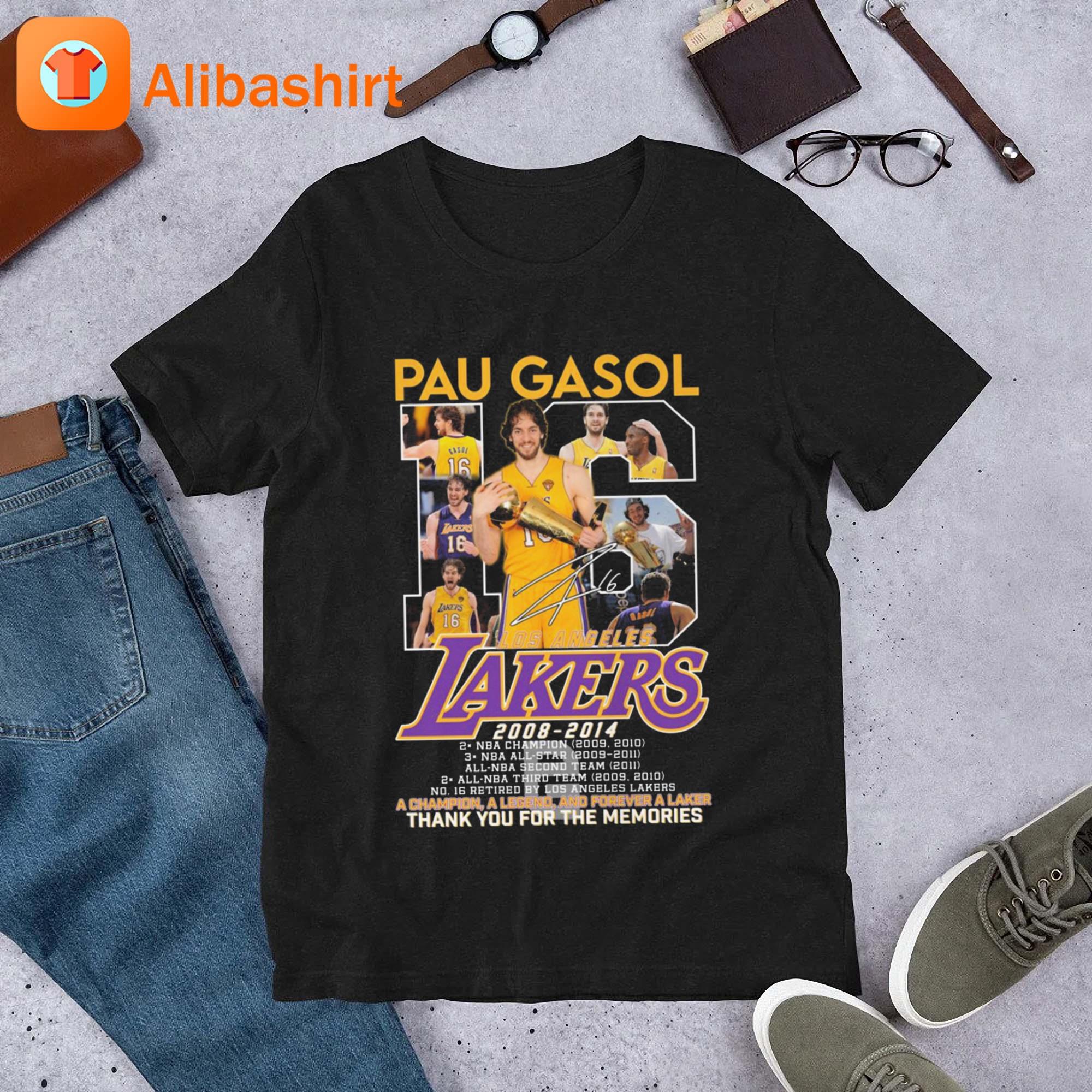 Los Angeles Lakers Pau Gasol 2008-2014 Thank You For The Memories Signature shirt
