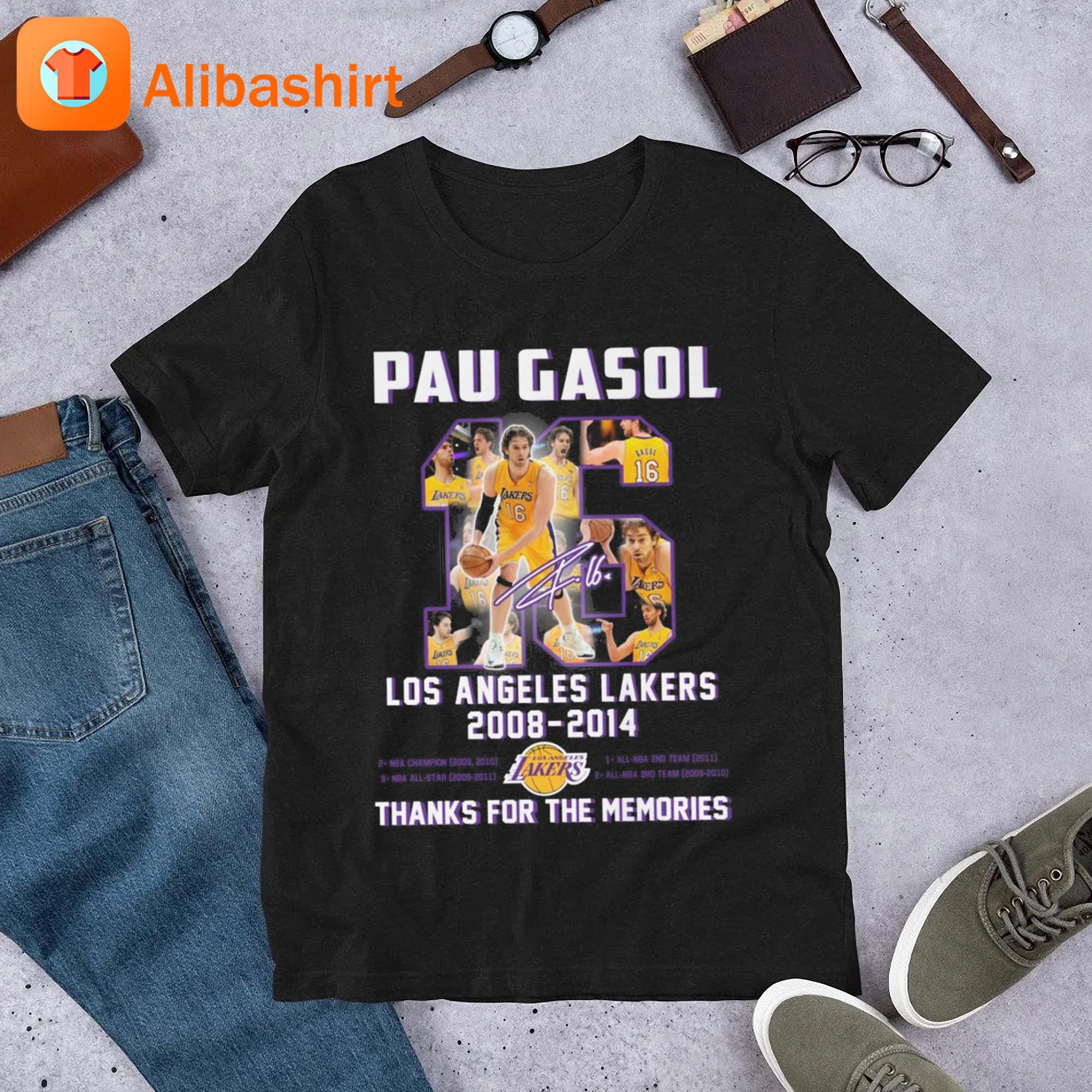 Pau Gasol Los Angeles Lakers 2008-2014 Thanks For The Memories Signatures shirt