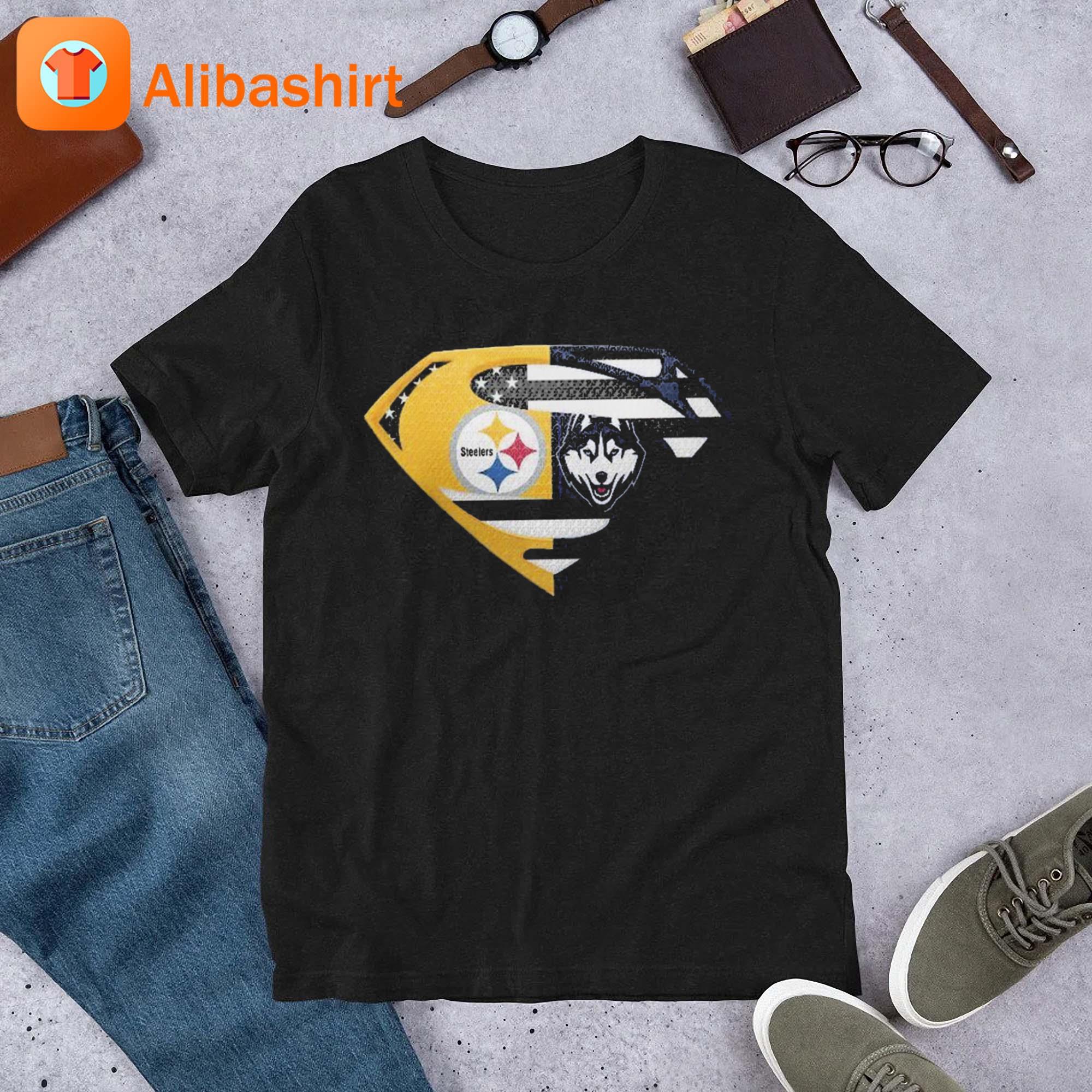 Pittsburgh Steelers UConn Huskies Superman shirt