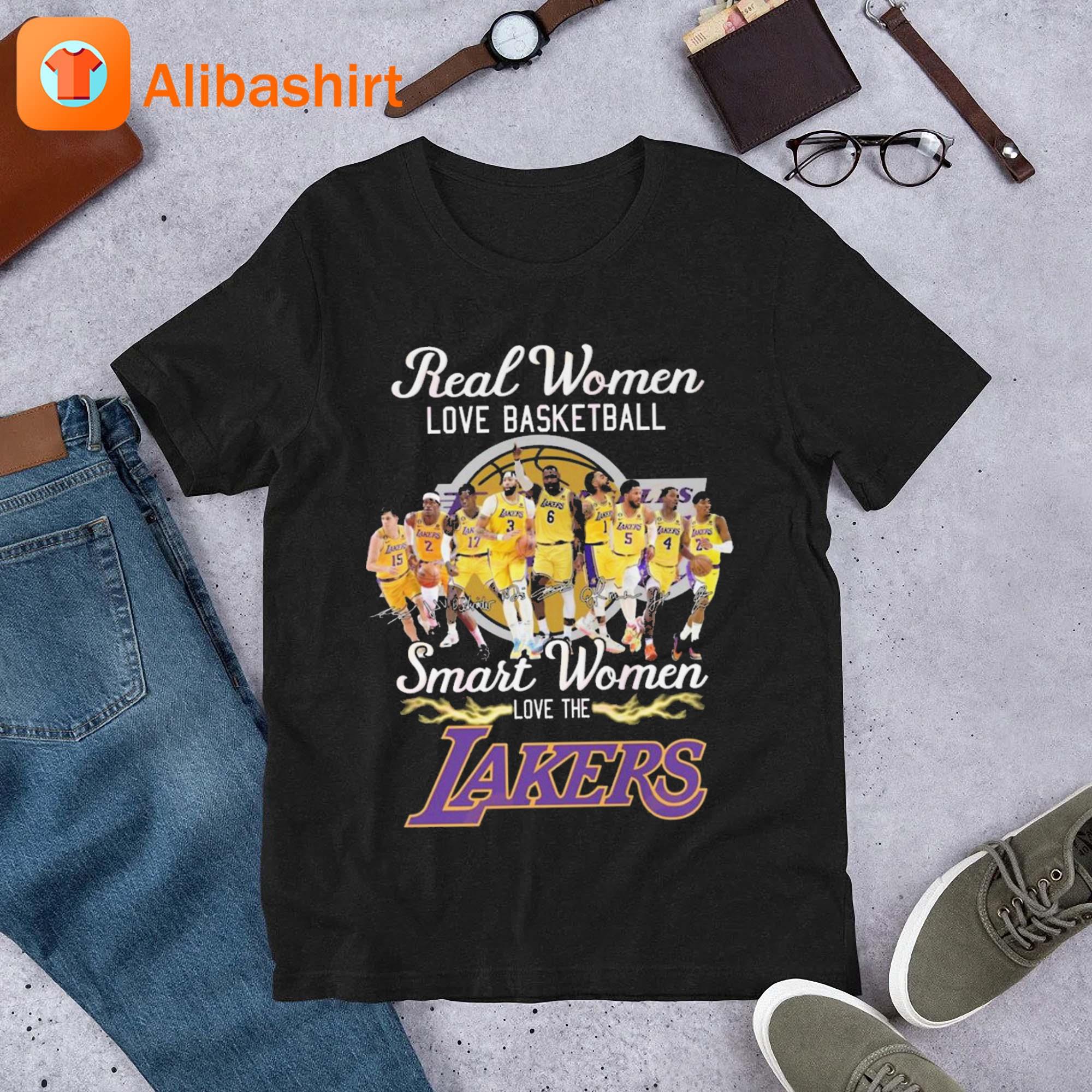 Real Women Love Basketball Smart Women Love The Lakers Signatures T-Shirt