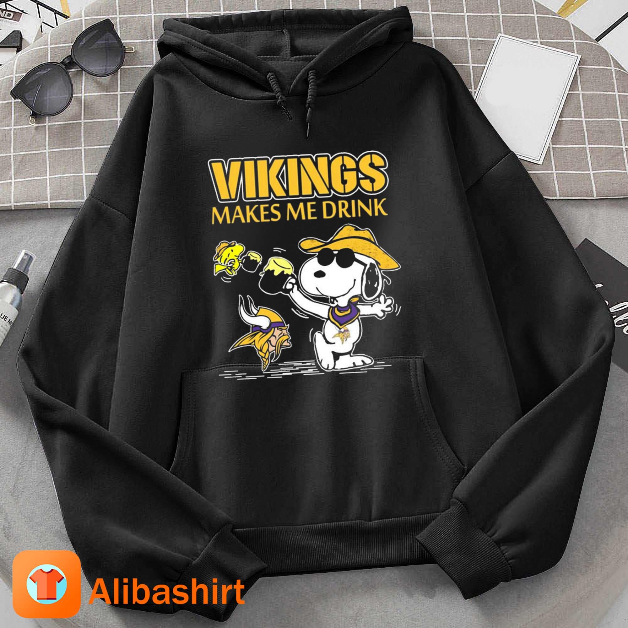 Snoopy And Woodstock Minnesota Vikings Makes Me Drinks Shirt Hoodie