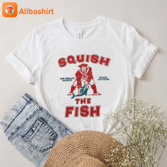 Vintage Patriots And Dolphins Squish The Fish Ringer Shirt