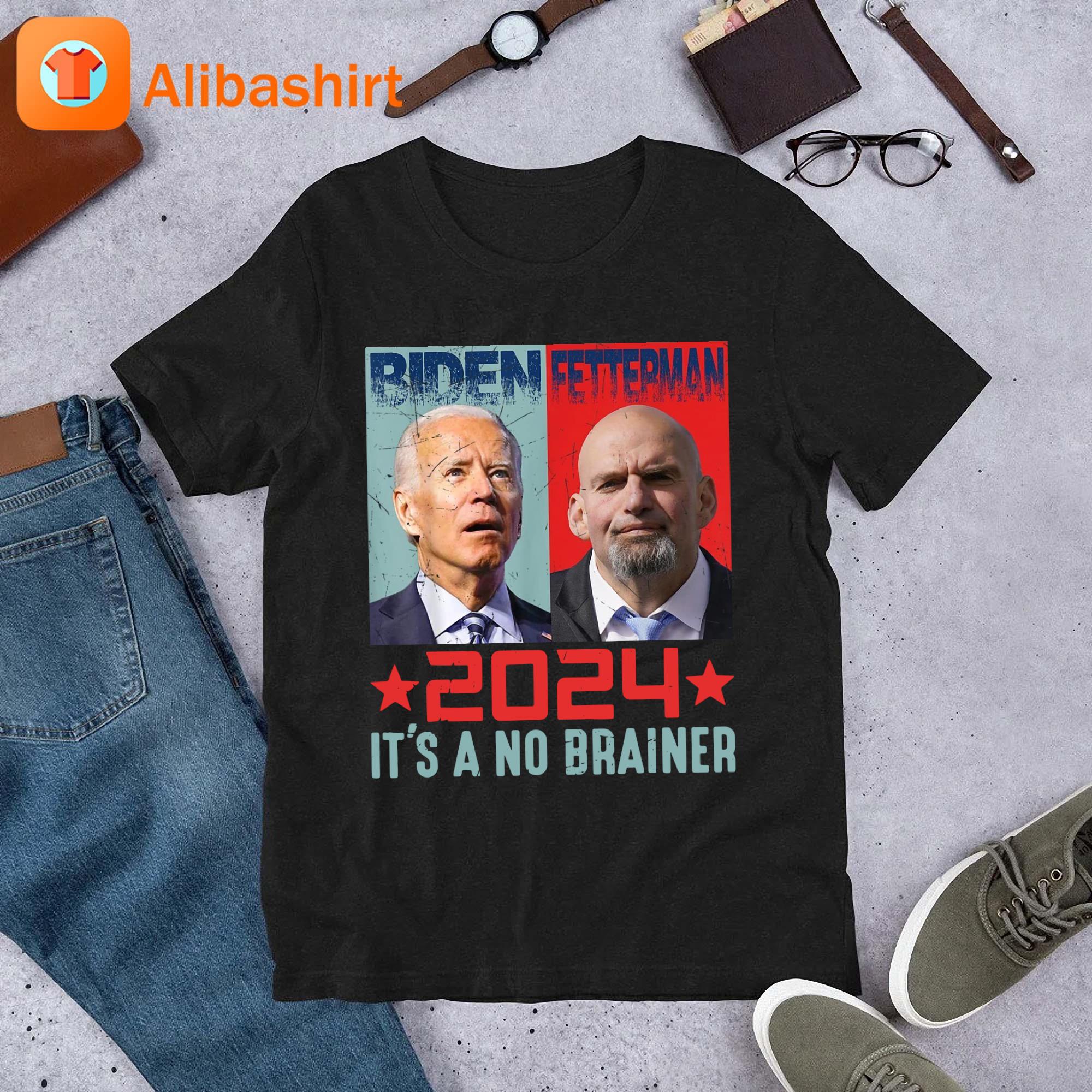 VIntage Retro Joe Biden Fetterman 2024 It's A No Brainer Political Men's T-Shirt
