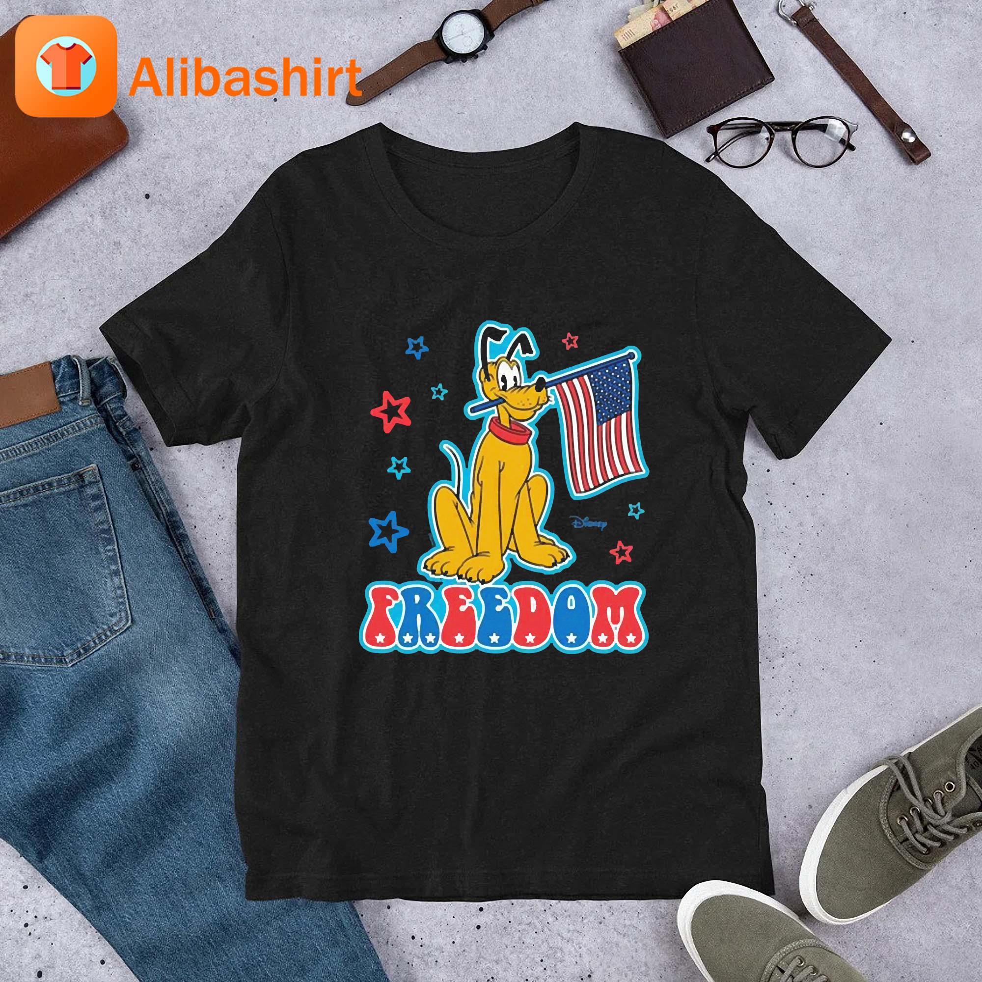 Official Disney Pluto Freedom American Flag Shirt