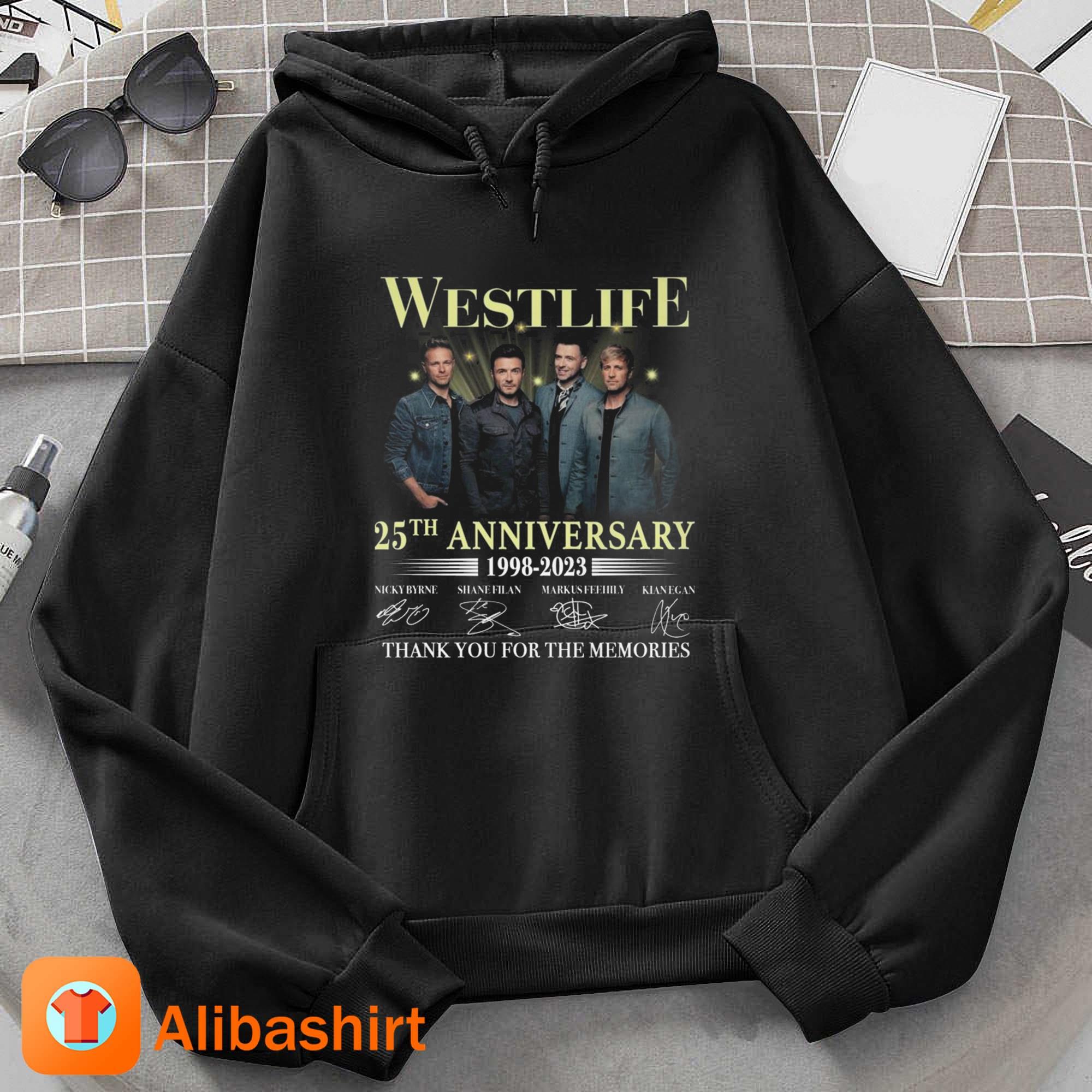 Westlife 25th Anniversary 1998 – 2023 Signatures Thank You For The Memories Shirt Hoodie