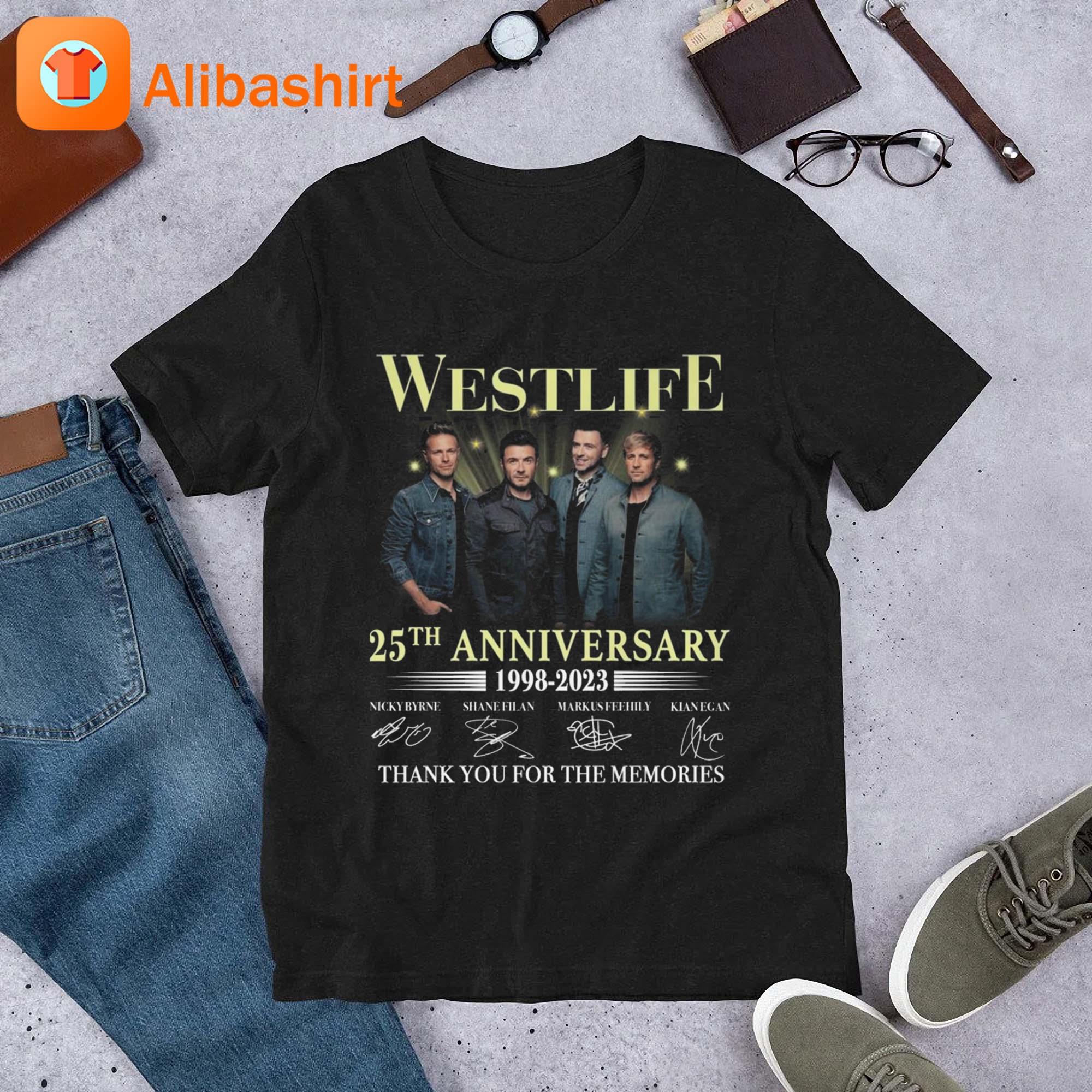 Westlife 25th Anniversary 1998 – 2023 Signatures Thank You For The Memories Shirt