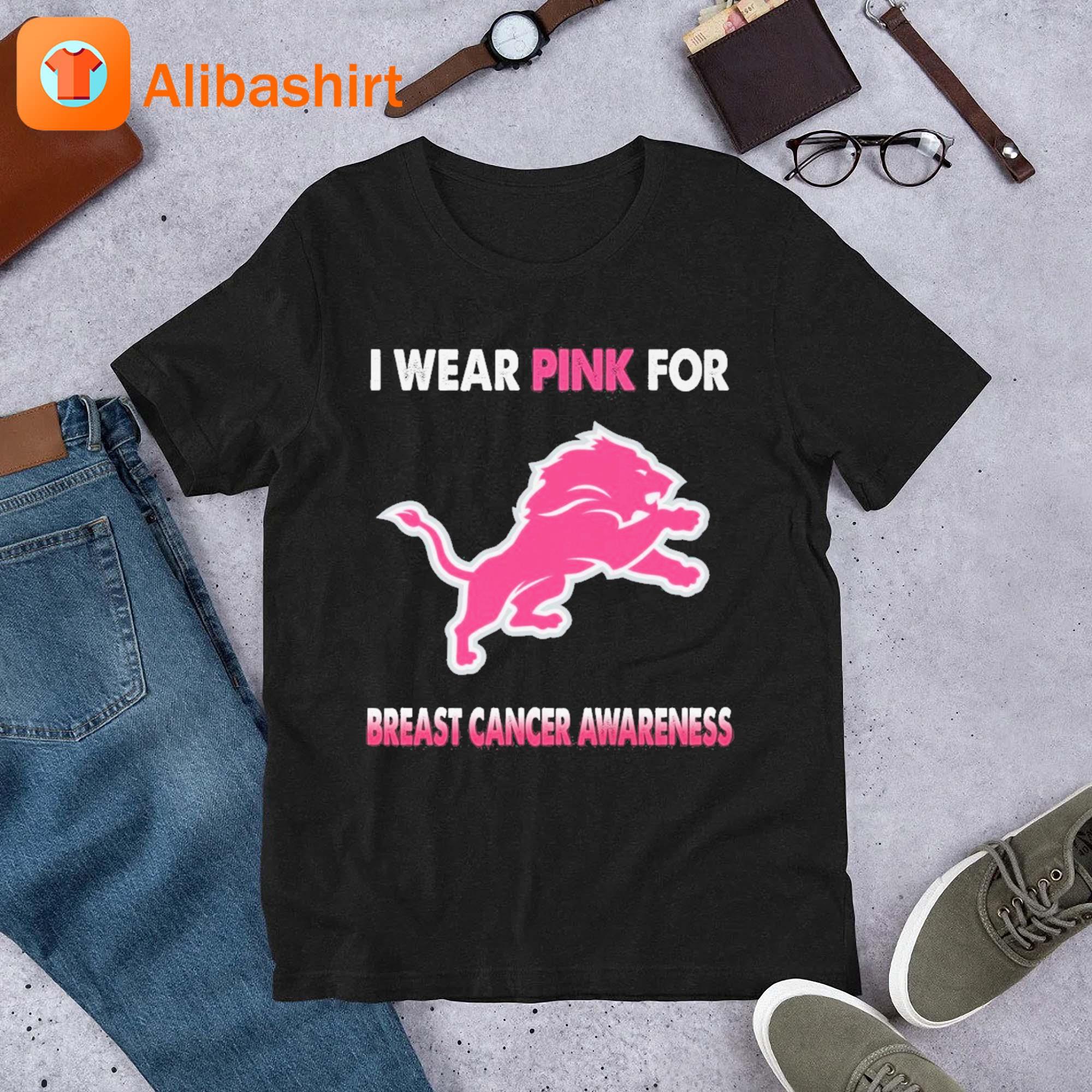 Detroit Lions I Wear Pink For Breast Cancer Awareness 2023 Shirt