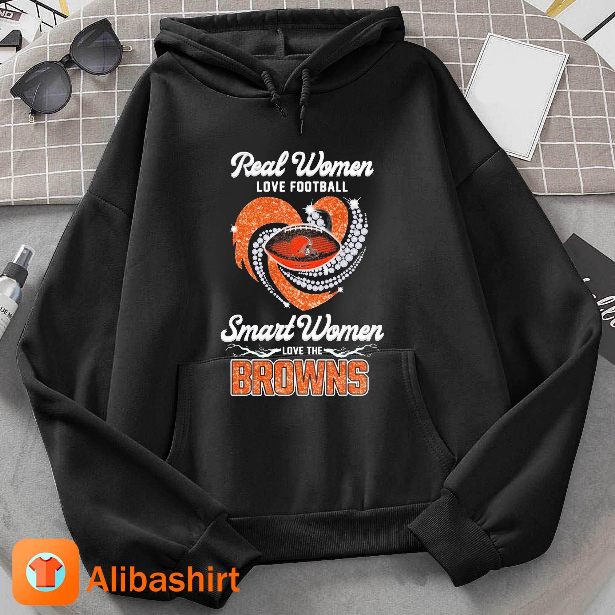 Real women love Football smart women love the Cleveland browns champions  diamond heart T-shirts, hoodie, sweater, long sleeve and tank top