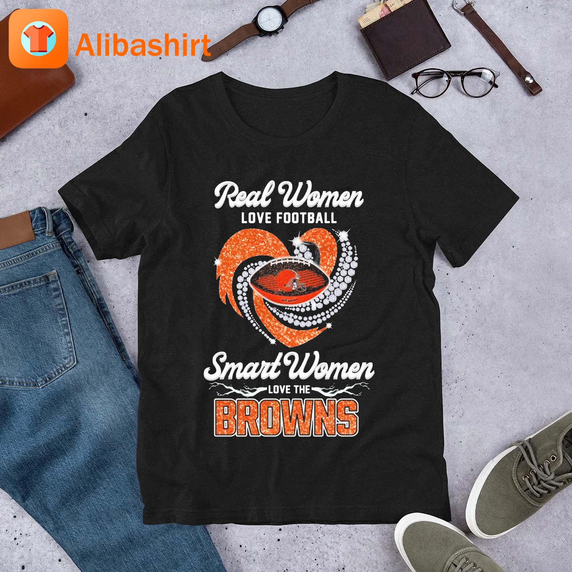 Real women love Football smart women love the Cleveland browns champions  diamond heart T-shirts, hoodie, sweater, long sleeve and tank top