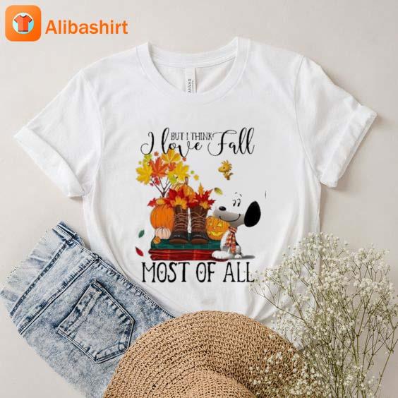 Snoopy Halloween But I Think I Love Fall Most Of All 2023 Shirt