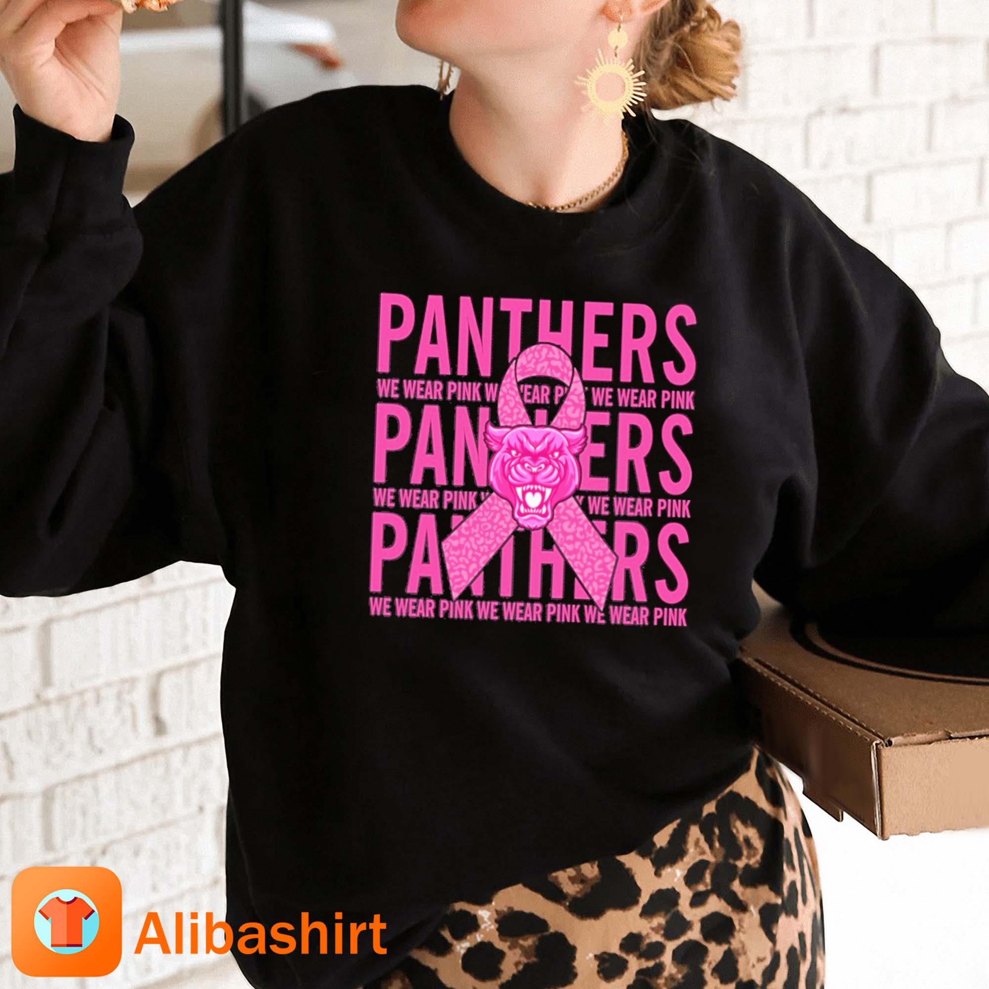 Carolina Panther Mascot We Wear Pink Cancer T-shirt,Sweater, Hoodie, And  Long Sleeved, Ladies, Tank Top