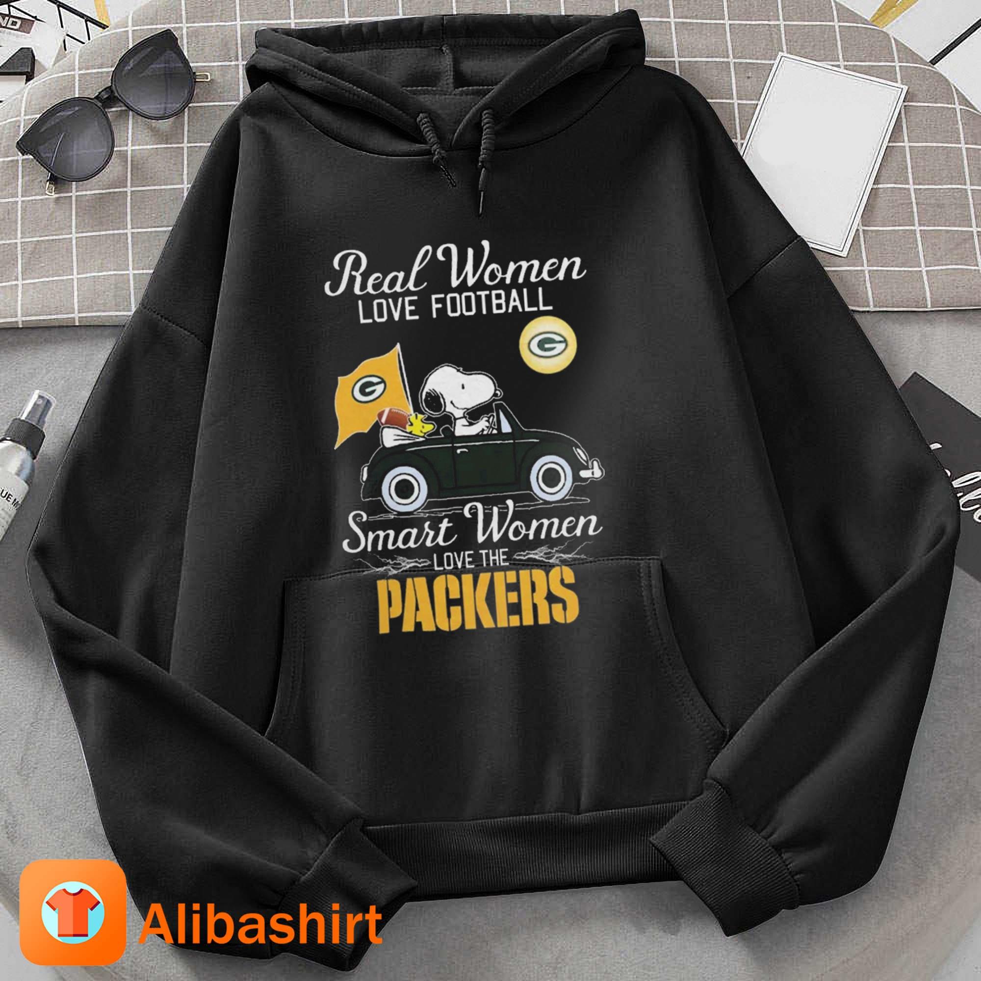 Peanuts Snoopy And Woodstock Real Women Love Football Smart Women Love The  Green Bay Packers Shirt, hoodie, sweater, long sleeve and tank top