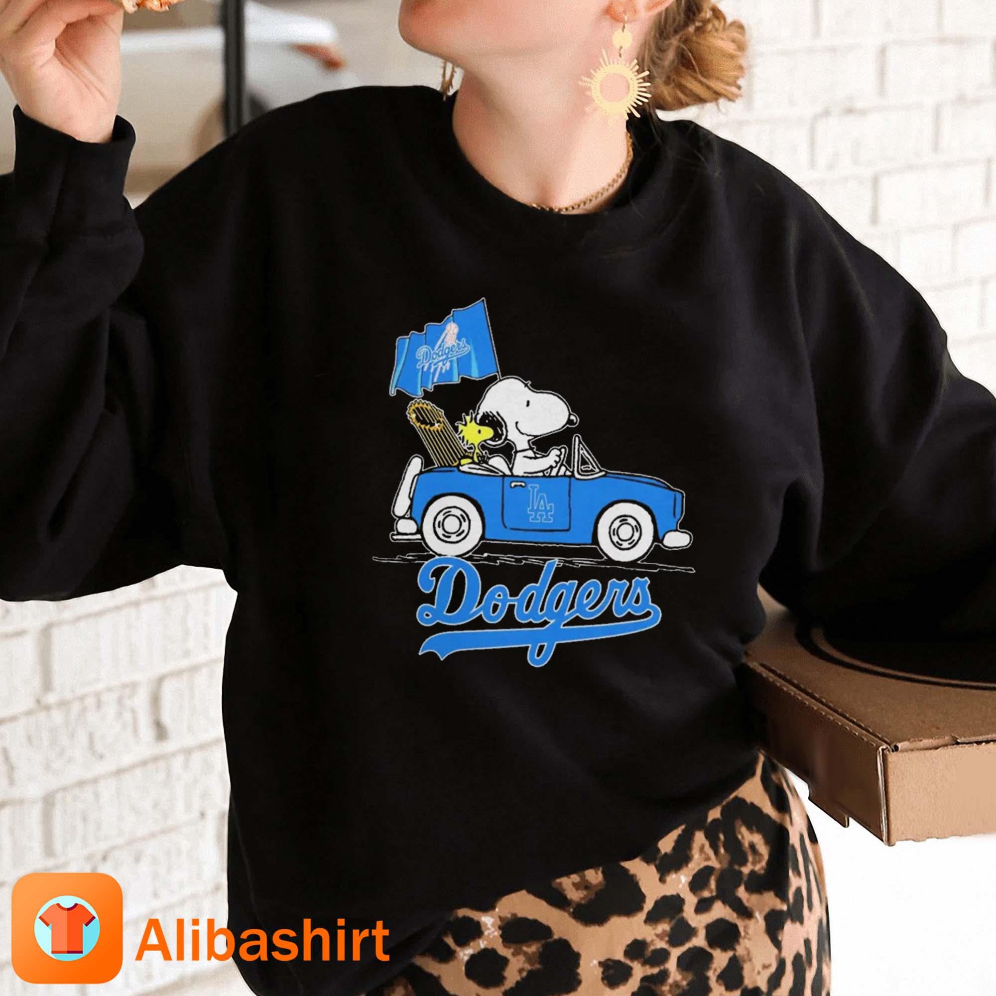 Snoopy and Woodstock riding car Los Angeles Dodgers 2023 shirt, hoodie,  sweater, long sleeve and tank top