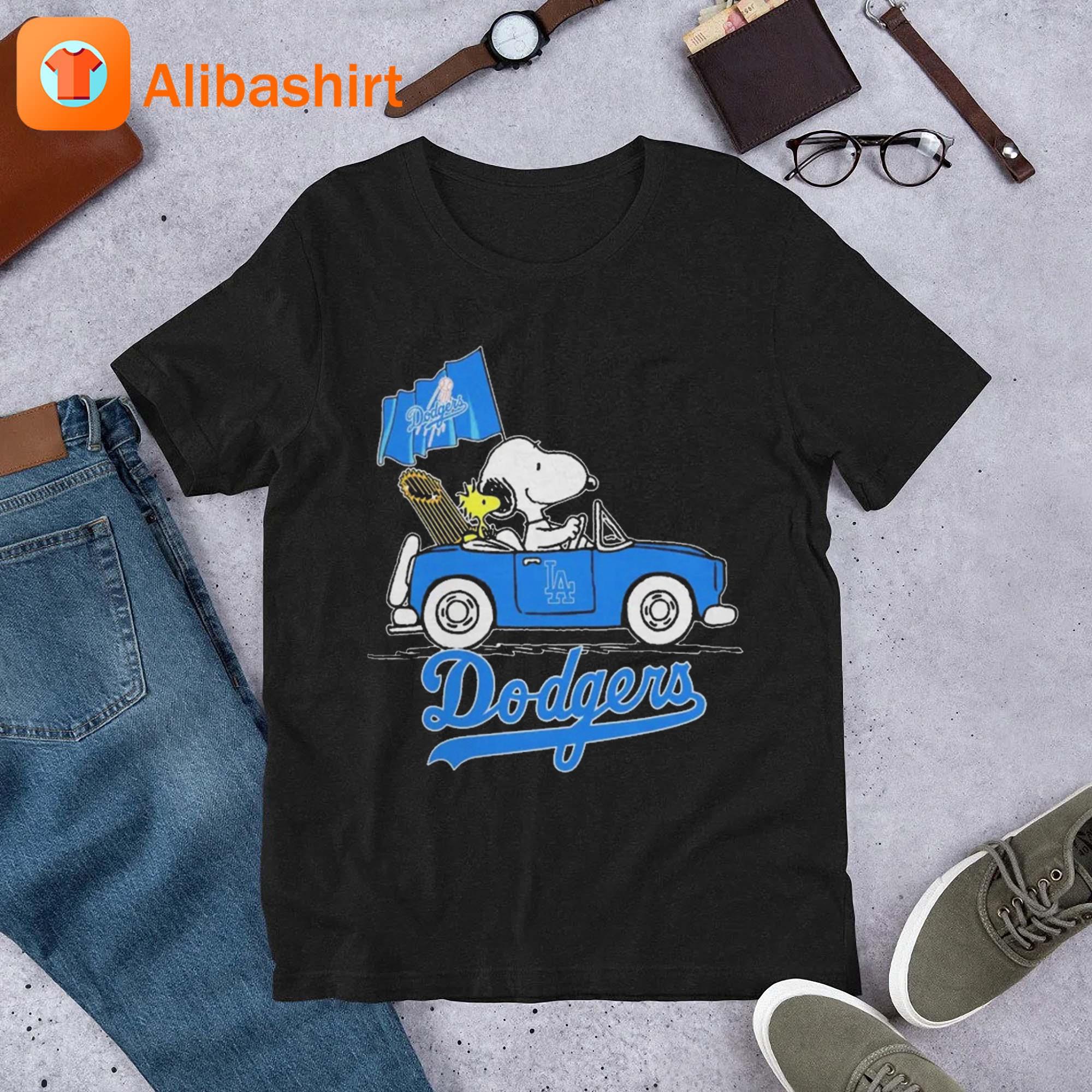 Snoopy and Woodstock riding car Los Angeles Dodgers 2023 shirt