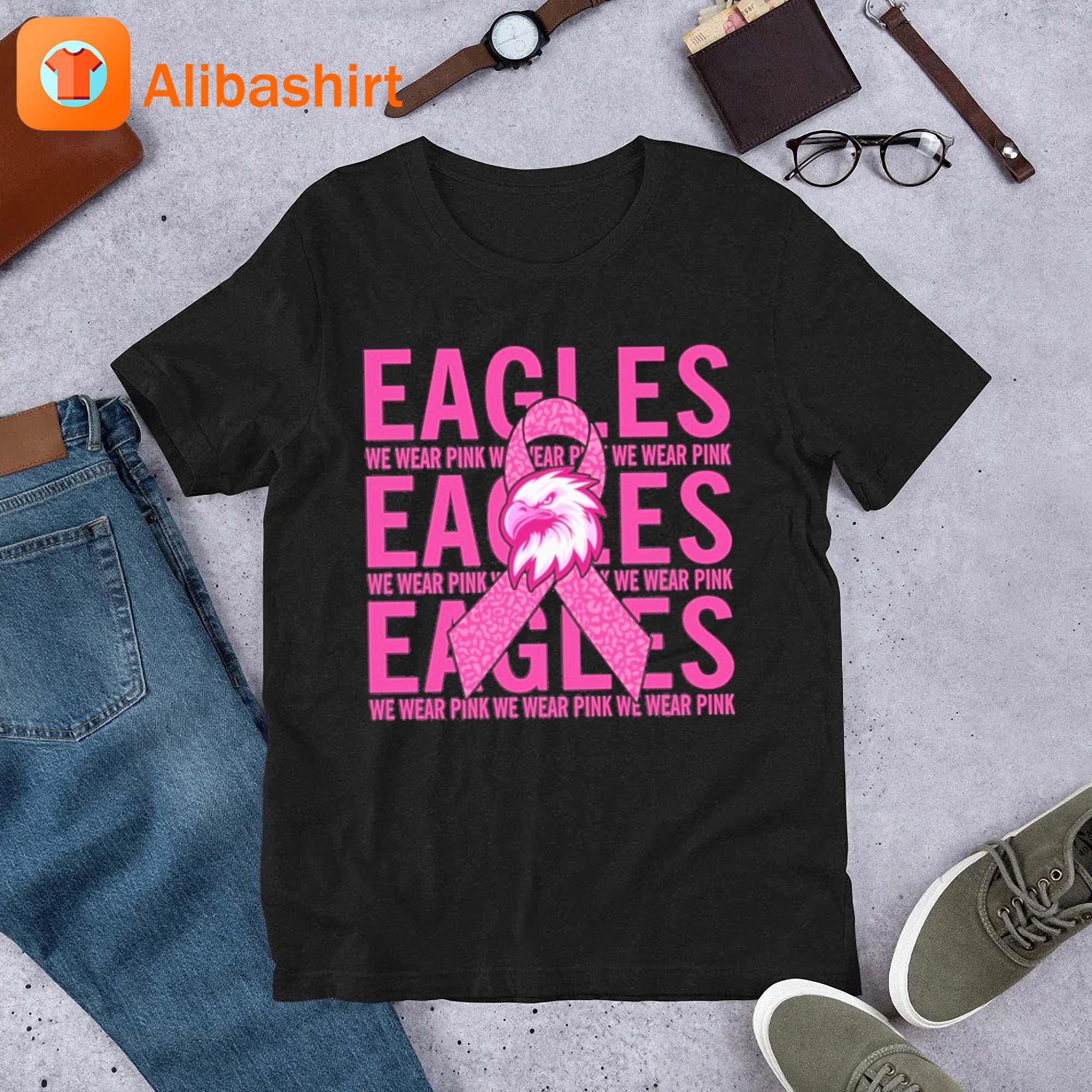 Official Philadelphia Eagles Mascot We Wear Pink Cancer Art Shirt